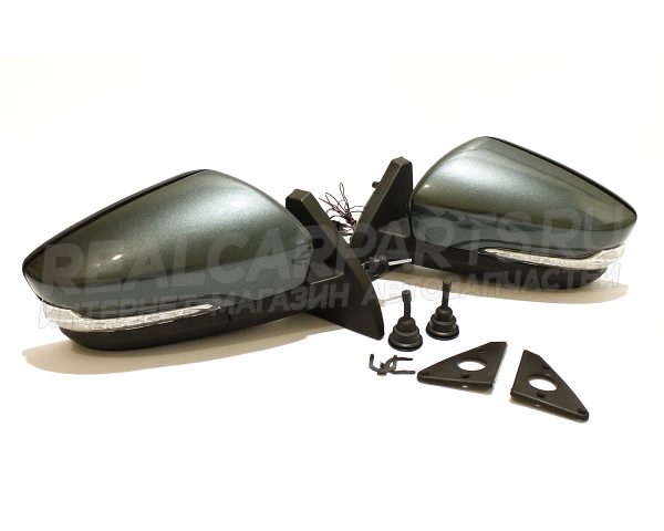 Зеркала ВАЗ 2109-2114 стиль Гранта Лифтбек с бегущим повторителем, тросовый привод / фото №1